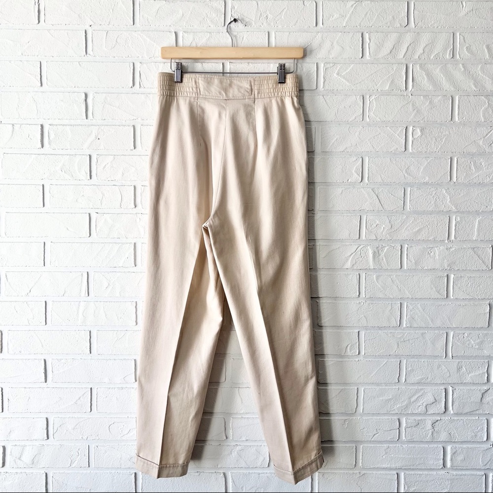 SOLD Vintage high waist beige Turkish cotton pleated mom pants 5/6 - Picture 5 of 16